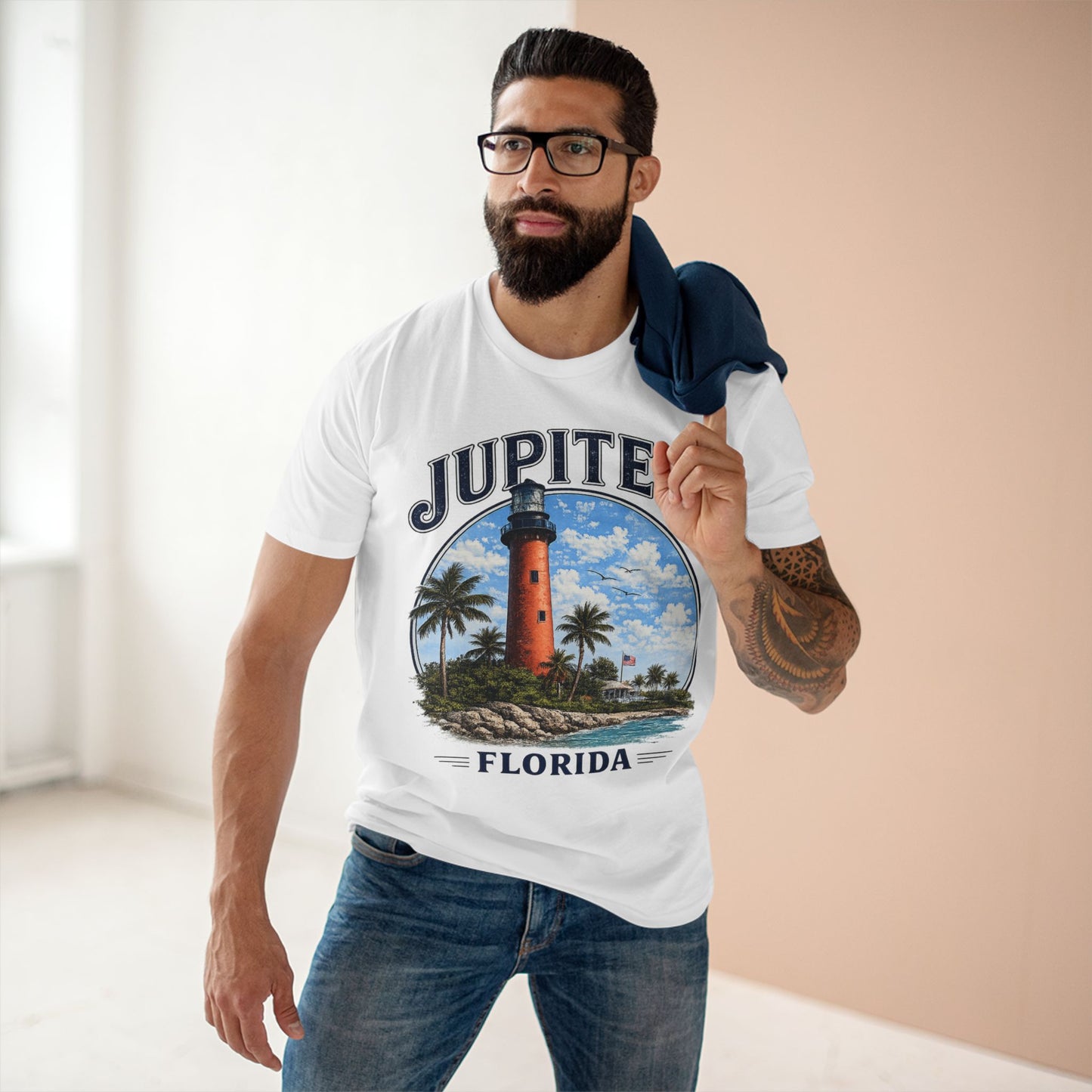 Jupiter Lighthouse Premium White Shirt, AS Colour 5001 Florida Lighthouse Tee, Jupiter Florida Coastal T Shirt, Beach Vacation Gift.