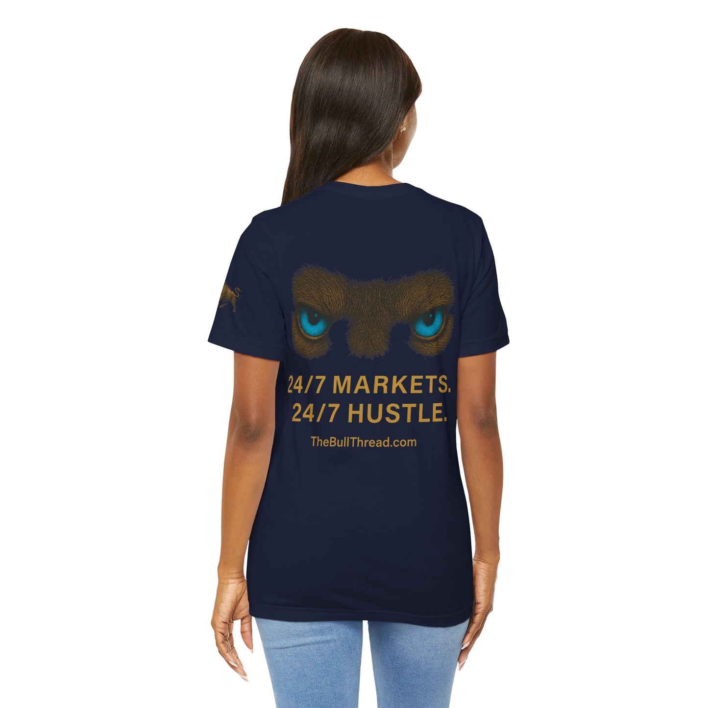 Luxury Crypto Trader T-Shirt - Bulls Don’t Sleep Gold Charging Bull Design by TheBullThread
