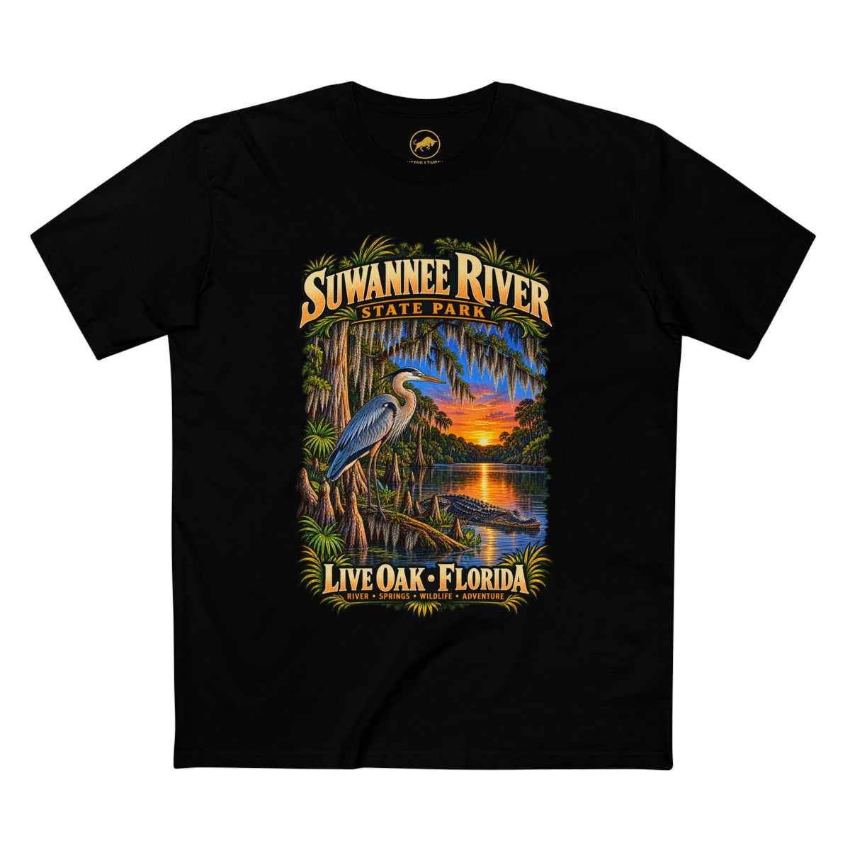 Suwannee River State Park Shirt, Live Oak Florida River Confluence Railroad Bridge and Canoe Tee.