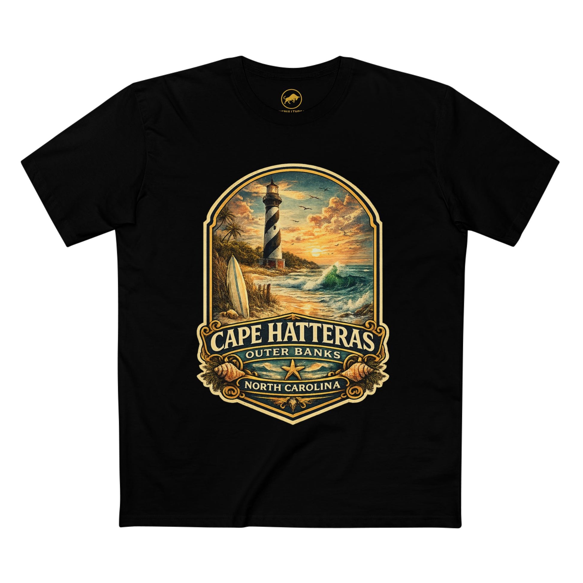 Cape Hatteras Shirt, Outer Banks Lighthouse Tee, Premium North Carolina Coastal T-Shirt.
