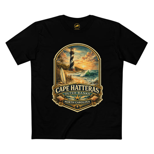 Cape Hatteras Shirt, Outer Banks Lighthouse Tee, Premium North Carolina Coastal T-Shirt.