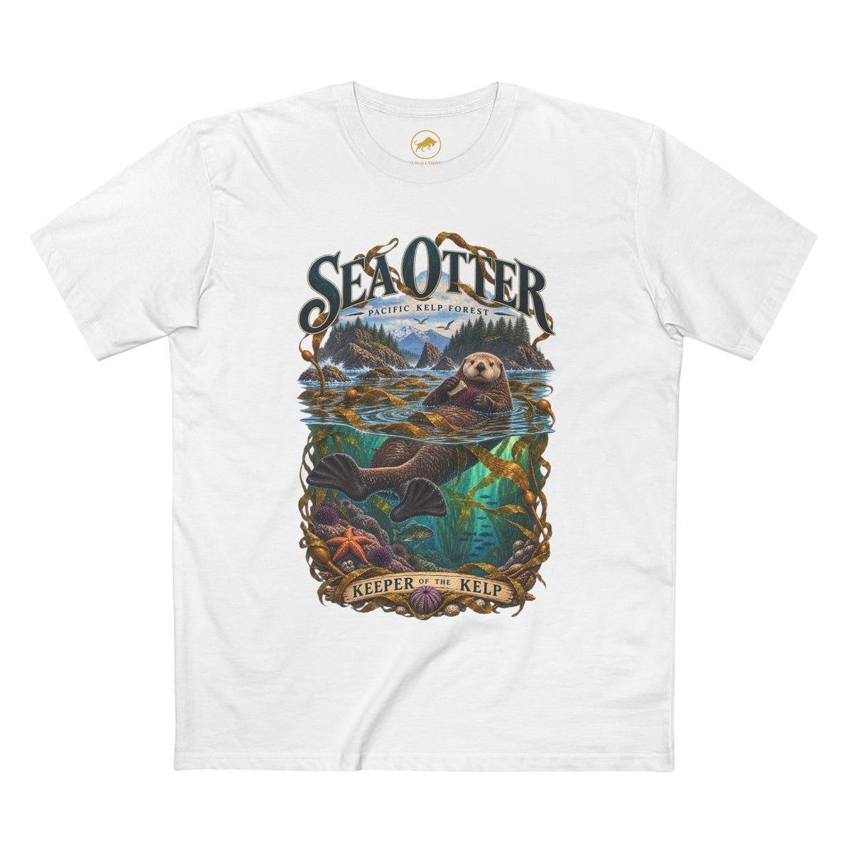 Sea Otter Shirt, Kelp Forest Wildlife Tee, Pacific Coast Marine Biology Gift, Ocean Animal Nature Lover Graphic T-Shirt