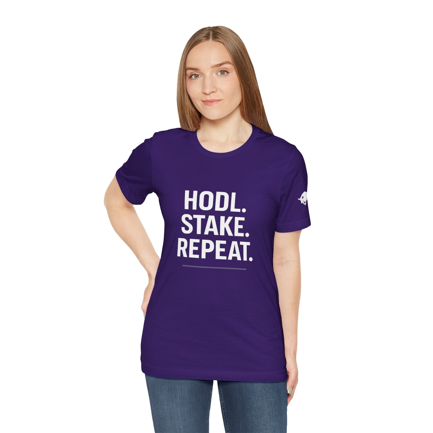 Premium Crypto Tee – HODL Stake Repeat Minimalist Streetwear by TheBullThread