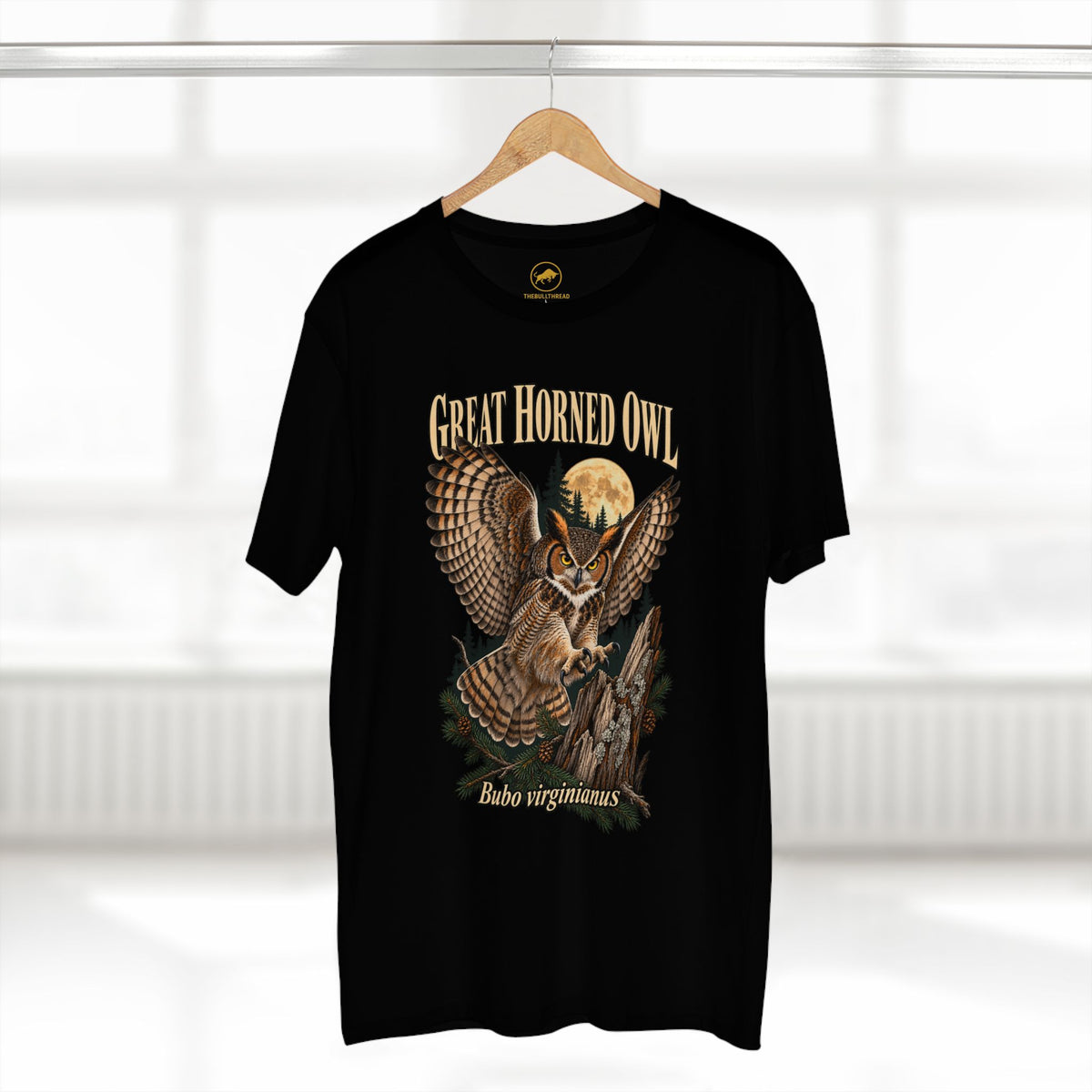 Great Horned Owl Shirt, Moonlit Woodland Raptor Tee