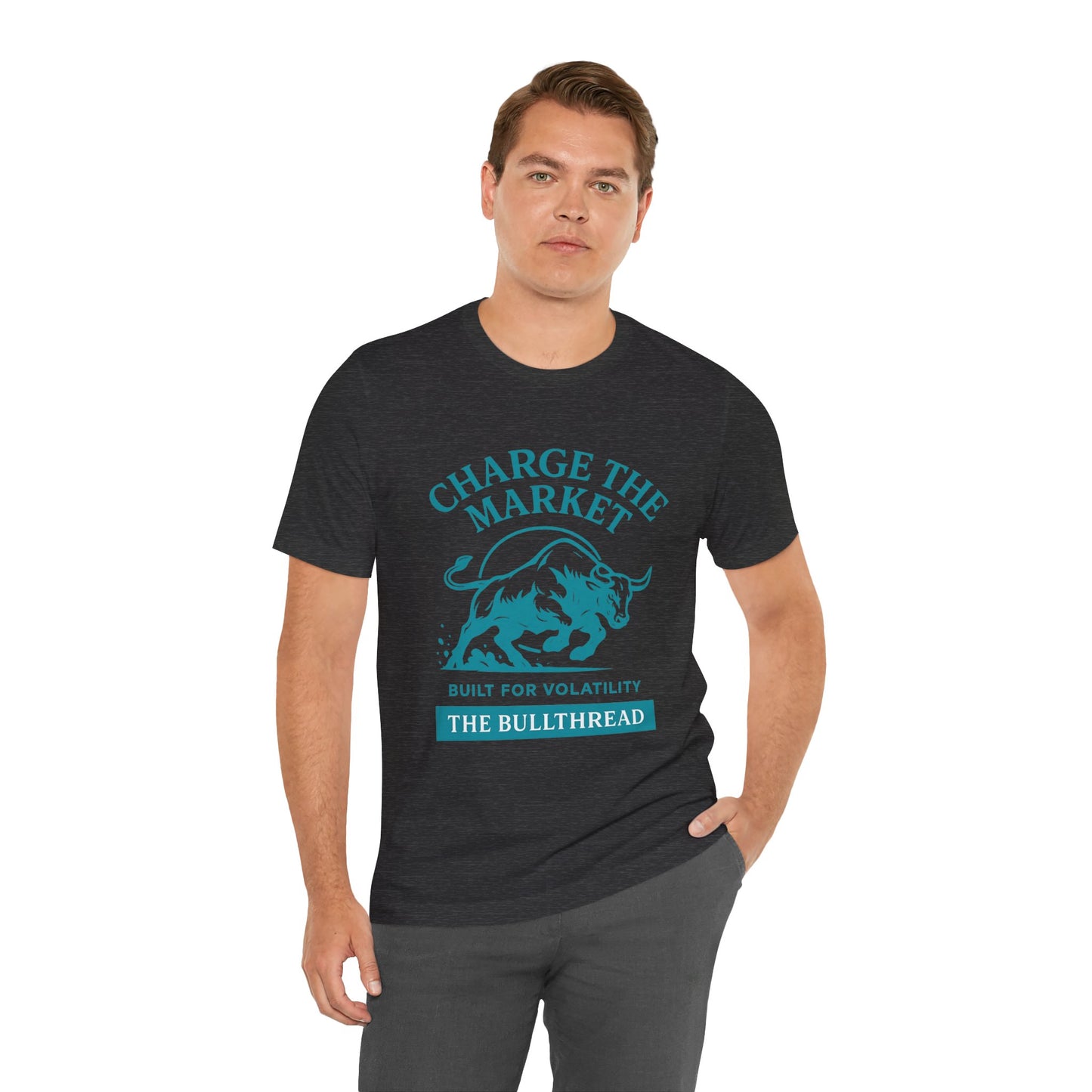 Premium Crypto Investor Shirt - Charge the Market Turquoise Bull Graphic by TheBullThread