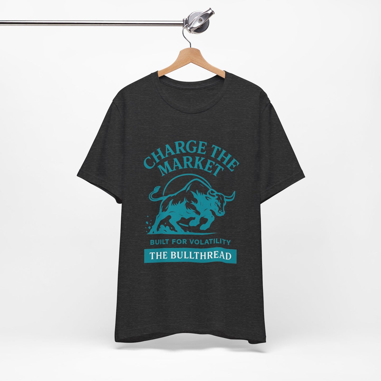 Premium Crypto Investor Shirt - Charge the Market Turquoise Bull Graphic by TheBullThread