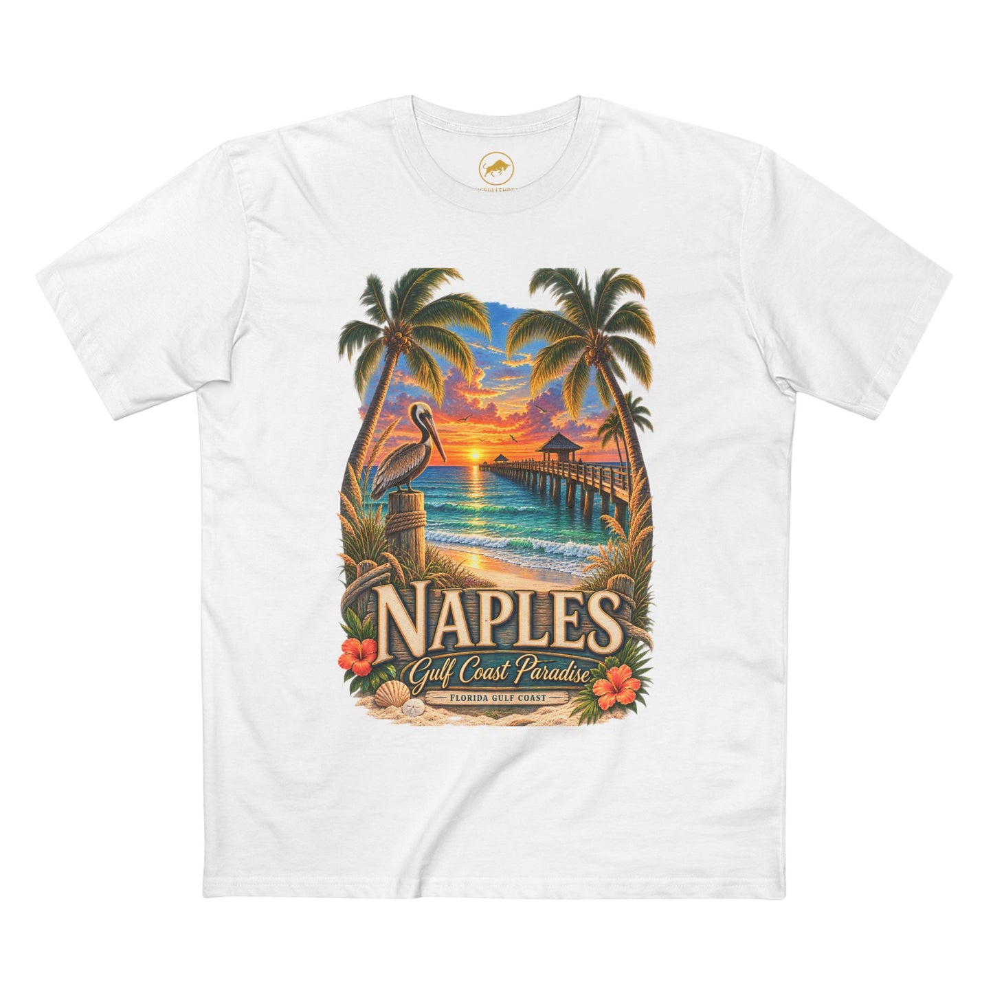 Naples Florida Gulf Coast Paradise Shirt Vintage Naples Pier Pelican Sunset Beach Graphic Tee Florida Vacation Souvenir.