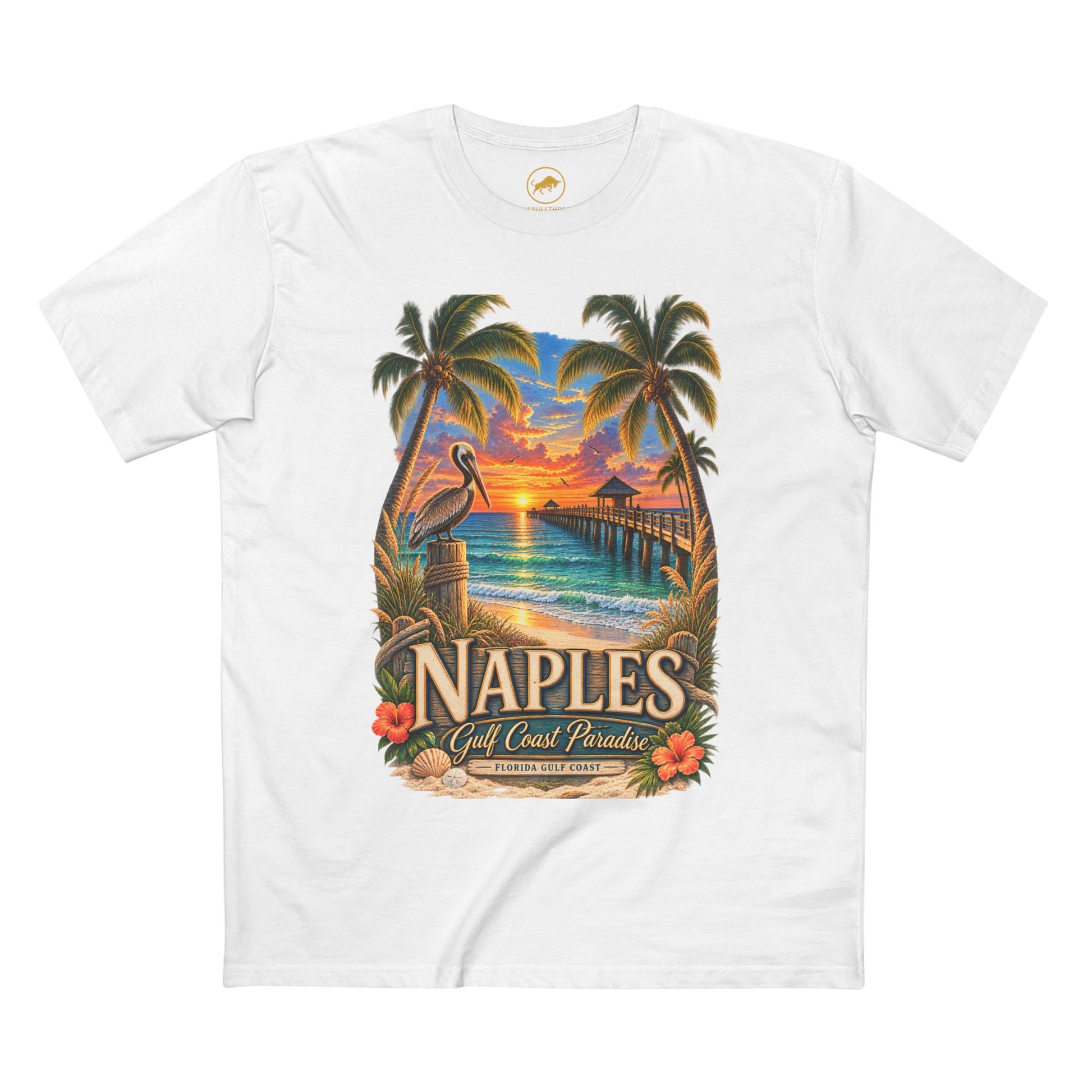 Naples Florida Gulf Coast Paradise Shirt Vintage Naples Pier Pelican Sunset Beach Graphic Tee Florida Vacation Souvenir.