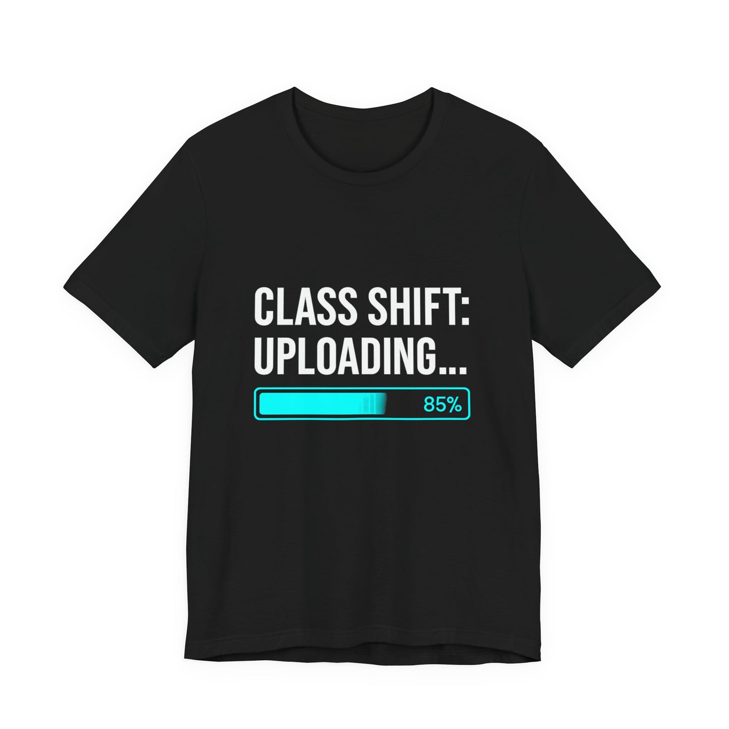 Premium Crypto Investor Shirt – “Class Shift: Uploading…” Neon Progress Bar Design by TheBullThread