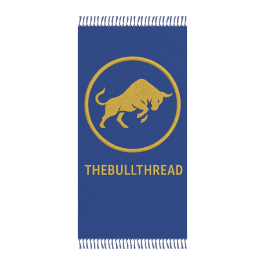 Premium Boho Beach Blanket - Dark Blue with Gold Ring & Bull by TheBullThread