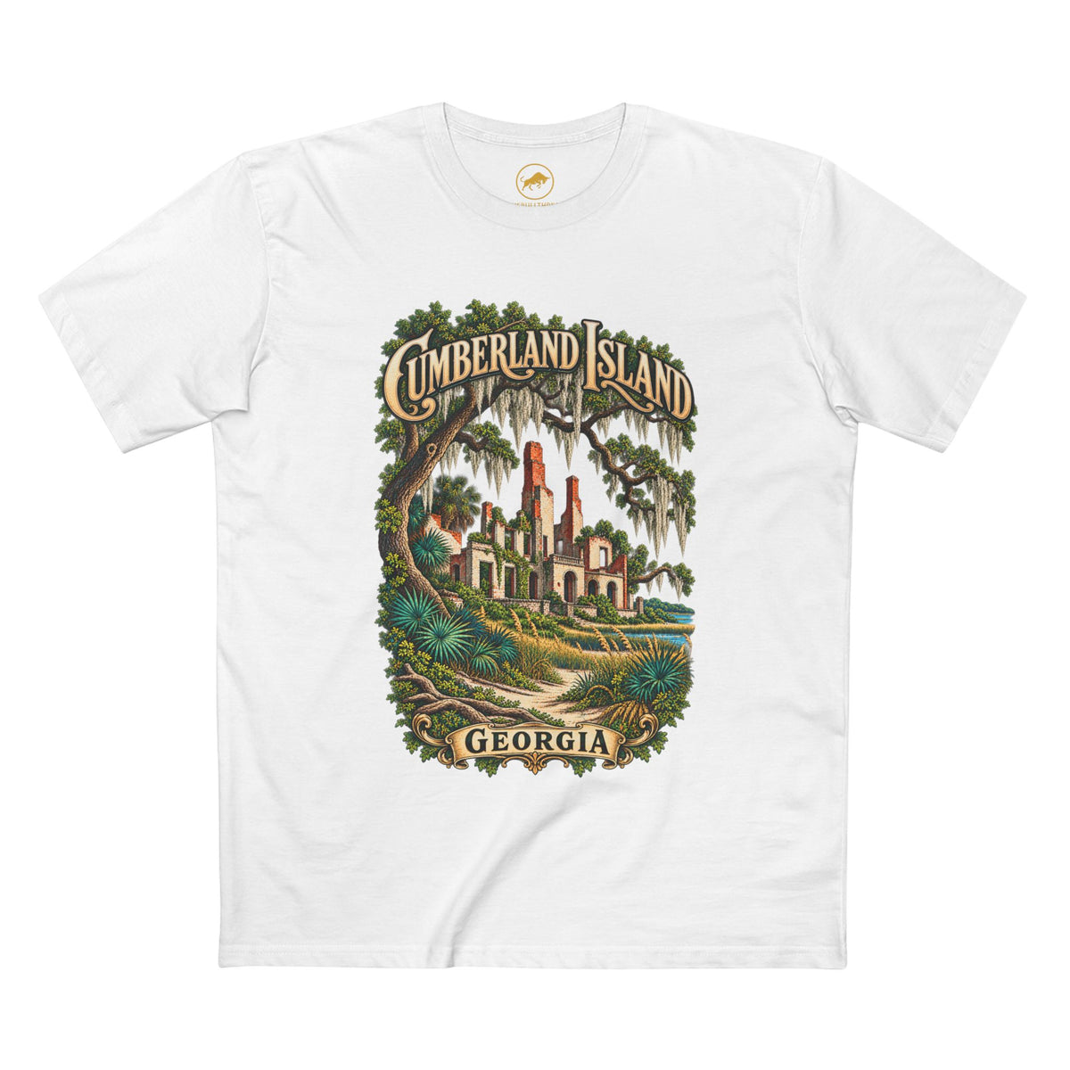Cumberland Island Georgia Shirt - Dungeness Ruins and Live Oak Coastal Tee