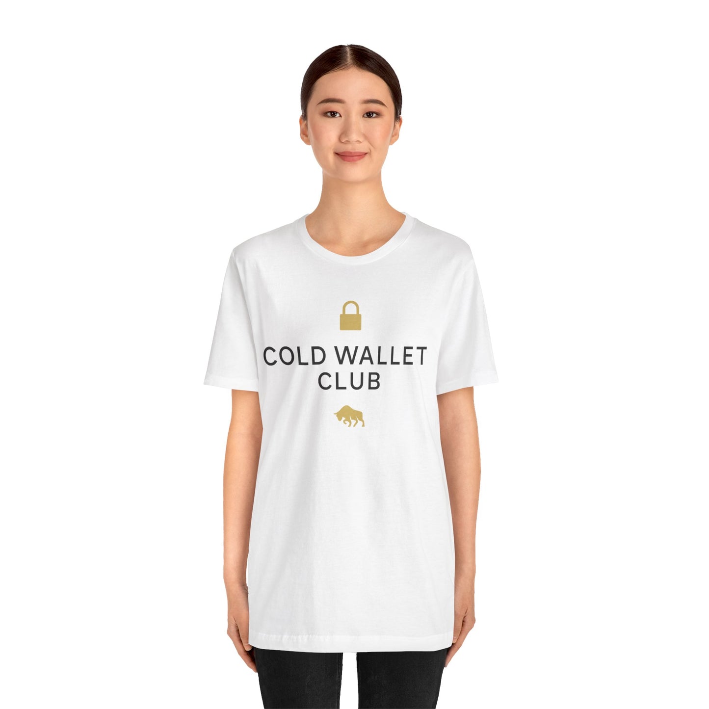 Premium Crypto Investor Shirt - Cold Wallet Club Gold Lock & Bull Design by TheBullThread