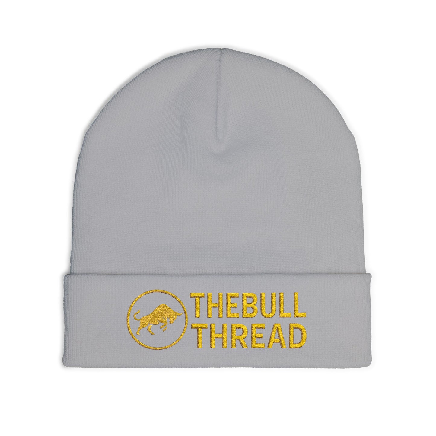 Premium Embroidered Knit Beanie - Gold Logo Knit Hat by TheBullThread
