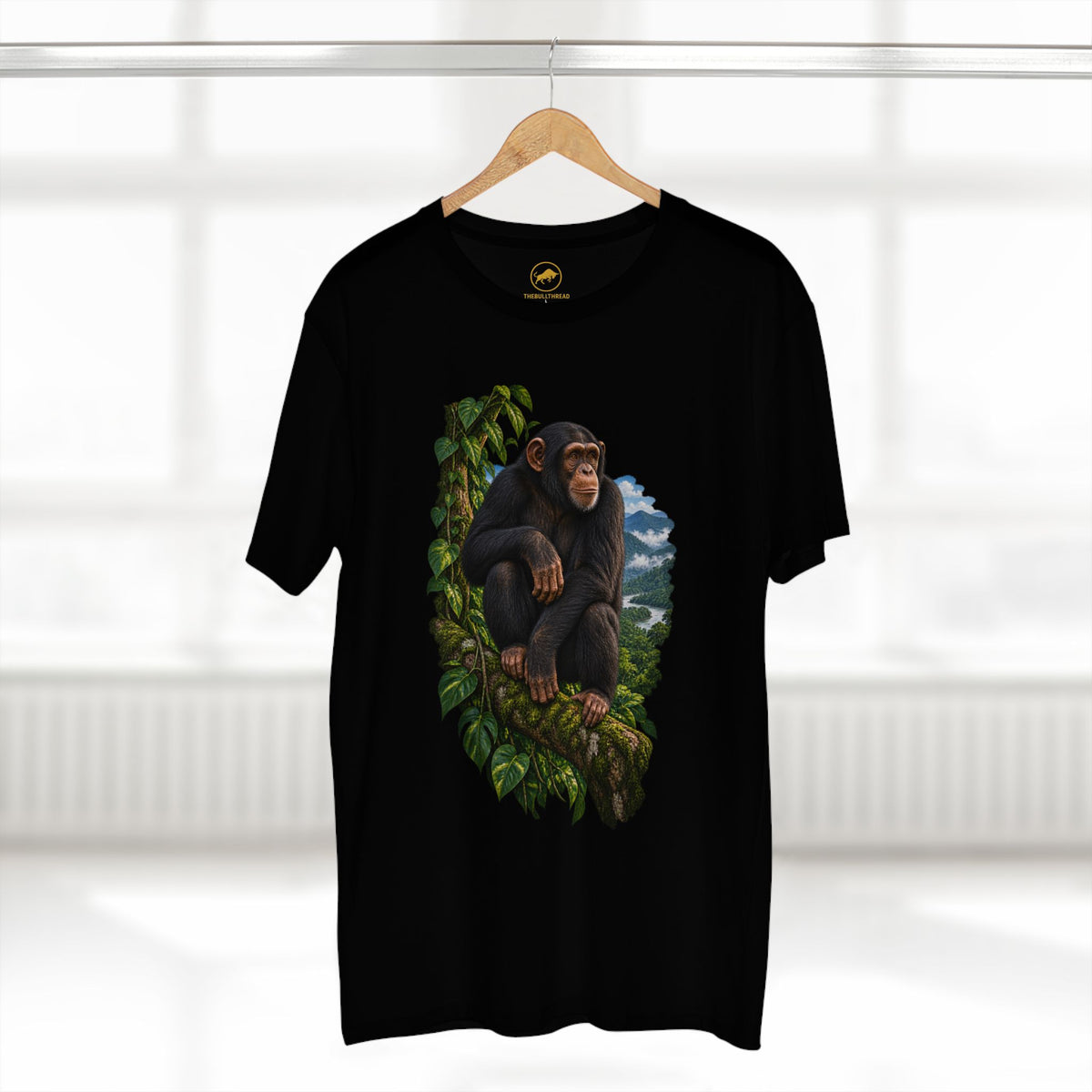 Chimpanzee Rainforest Shirt - Realistic Chimp Wildlife Graphic Tee, Primate Lover Gift, Jungle Nature Animal T-Shirt.