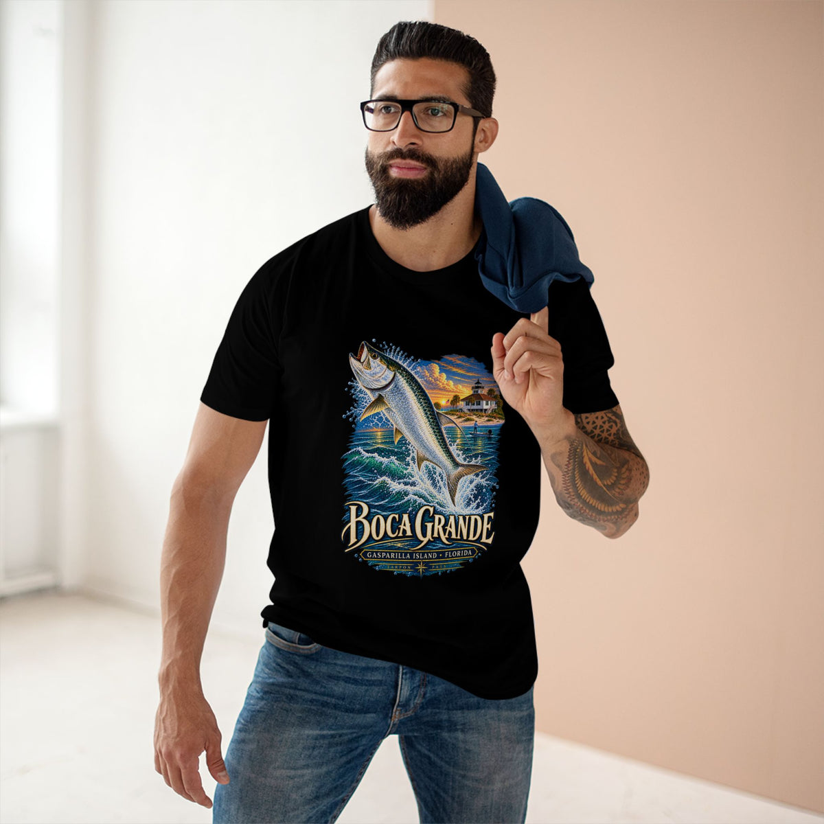 Boca Grande Tarpon Fishing Shirt, Gasparilla Island Florida Tee, Port Boca Grande Lighthouse.