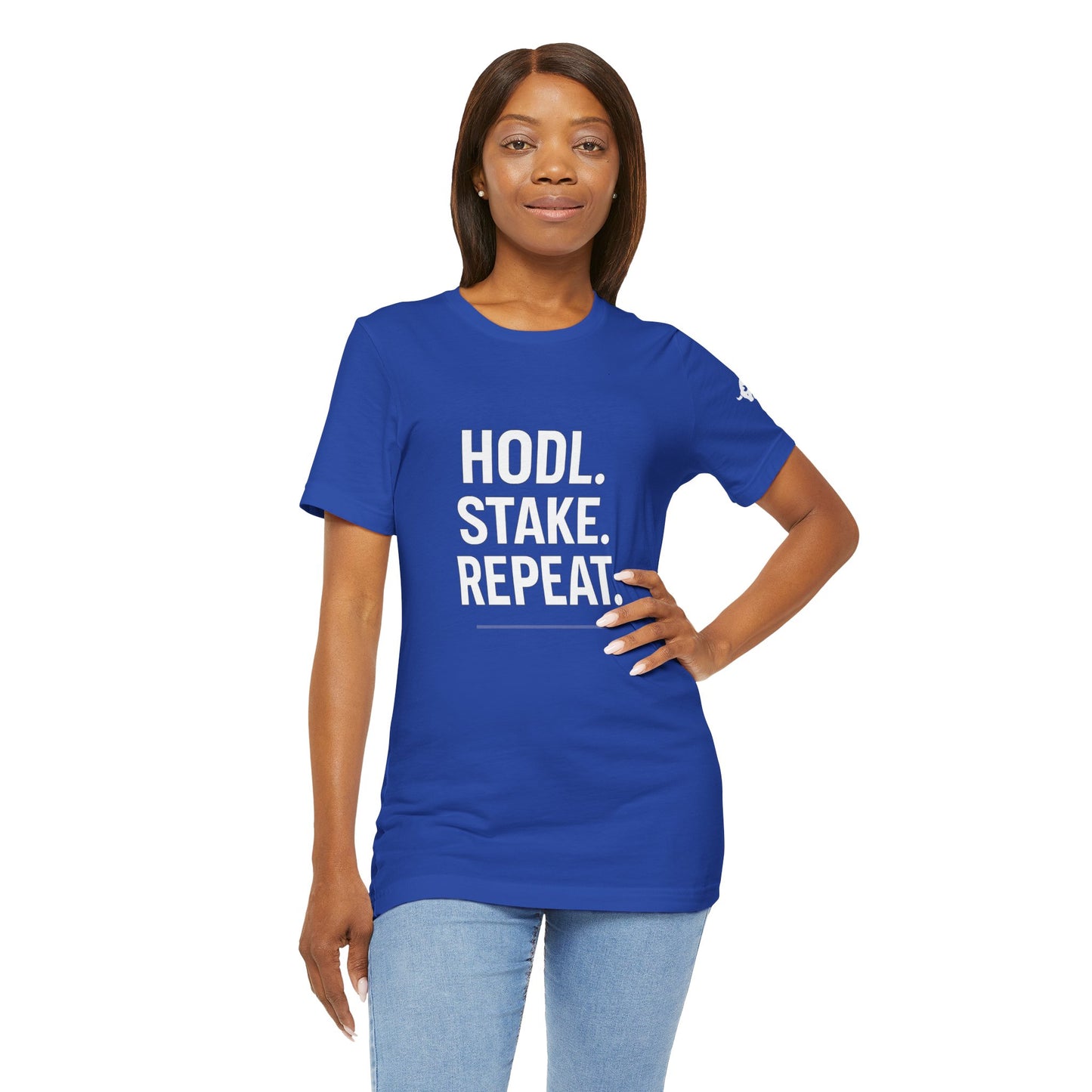 Premium Crypto Tee – HODL Stake Repeat Minimalist Streetwear by TheBullThread