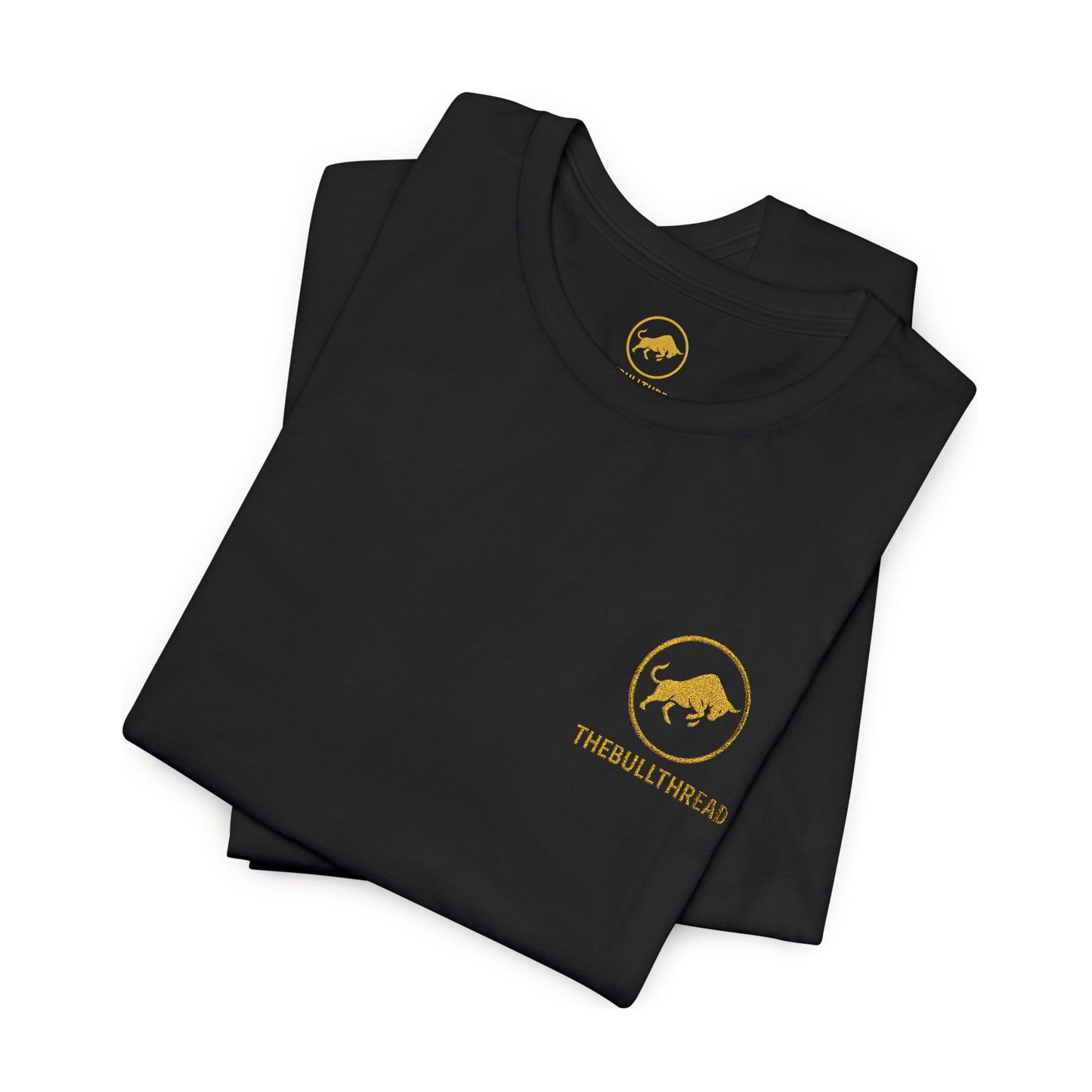 Classic Embroidered Tee - Premium Gold Bull Ring Logo by TheBullThread