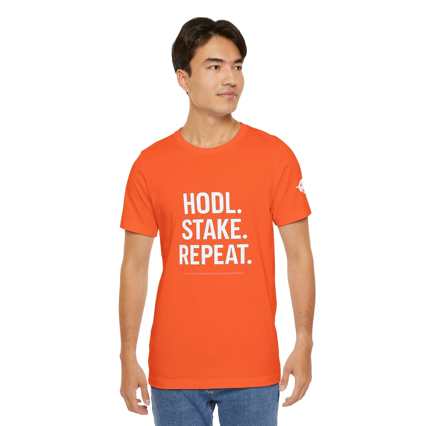 Premium Crypto Tee – HODL Stake Repeat Minimalist Streetwear by TheBullThread