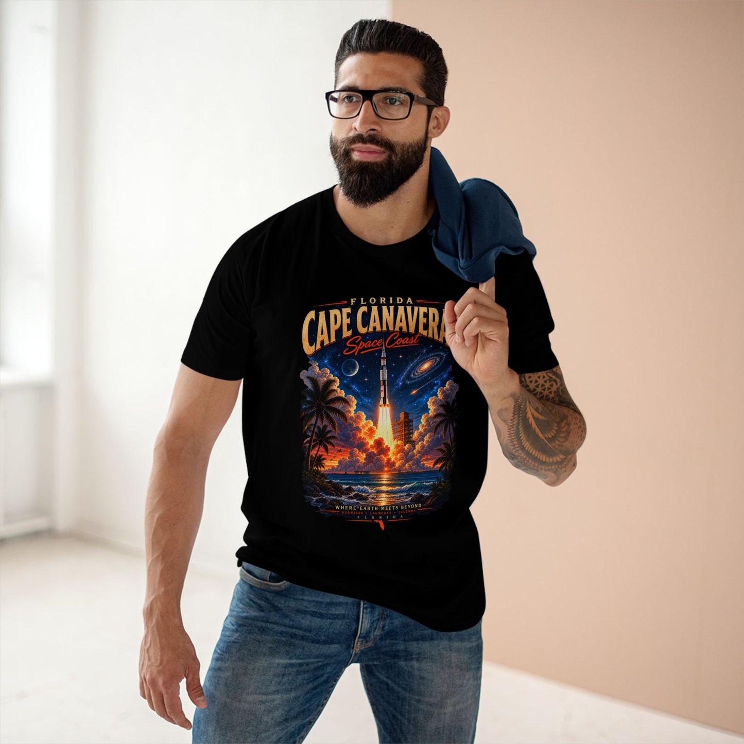Cape Canaveral Florida Space Coast Rocket Launch Graphic T Shirt.