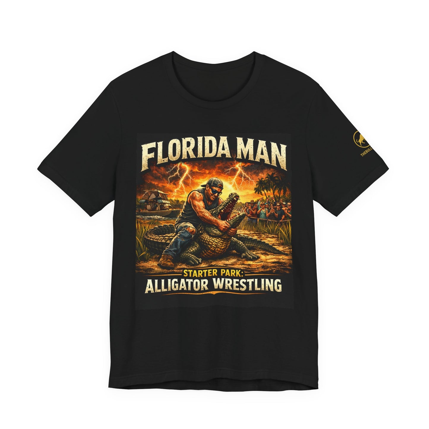 Florida Man Alligator Wrestling Shirt, Funny Florida Meme Tee, Gator Wrestler Graphic T-Shirt, Everglades Swamp Humor Shirt.