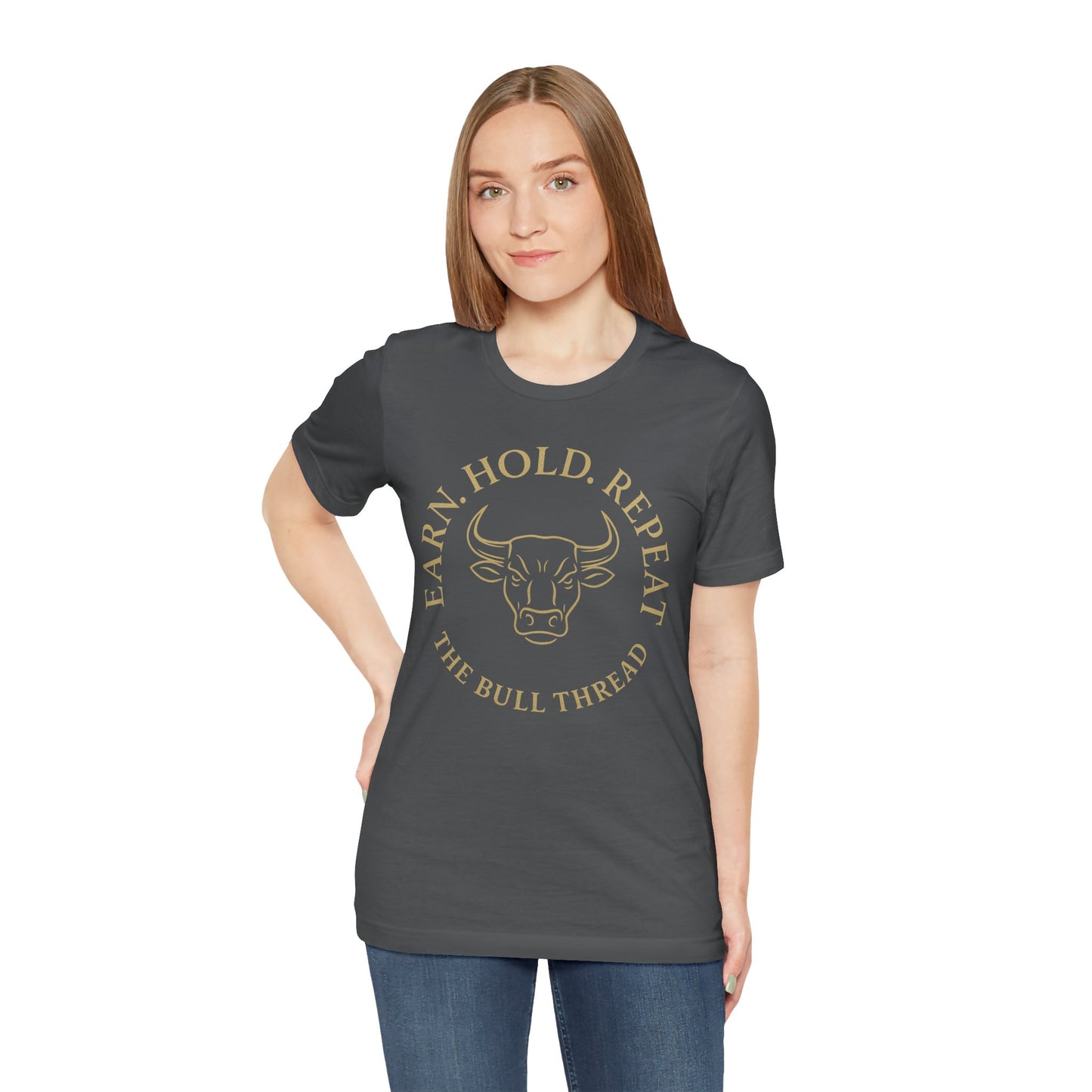 Premium Crypto Investor Tee - Earn Hold Repeat Emblem by TheBullThread