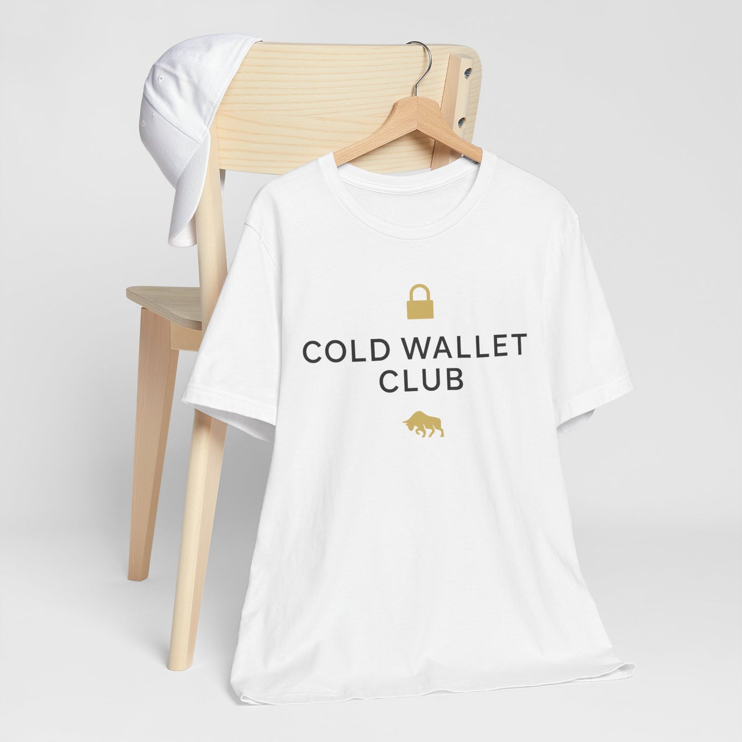 Premium Crypto Investor Shirt - Cold Wallet Club Gold Lock & Bull Design by TheBullThread