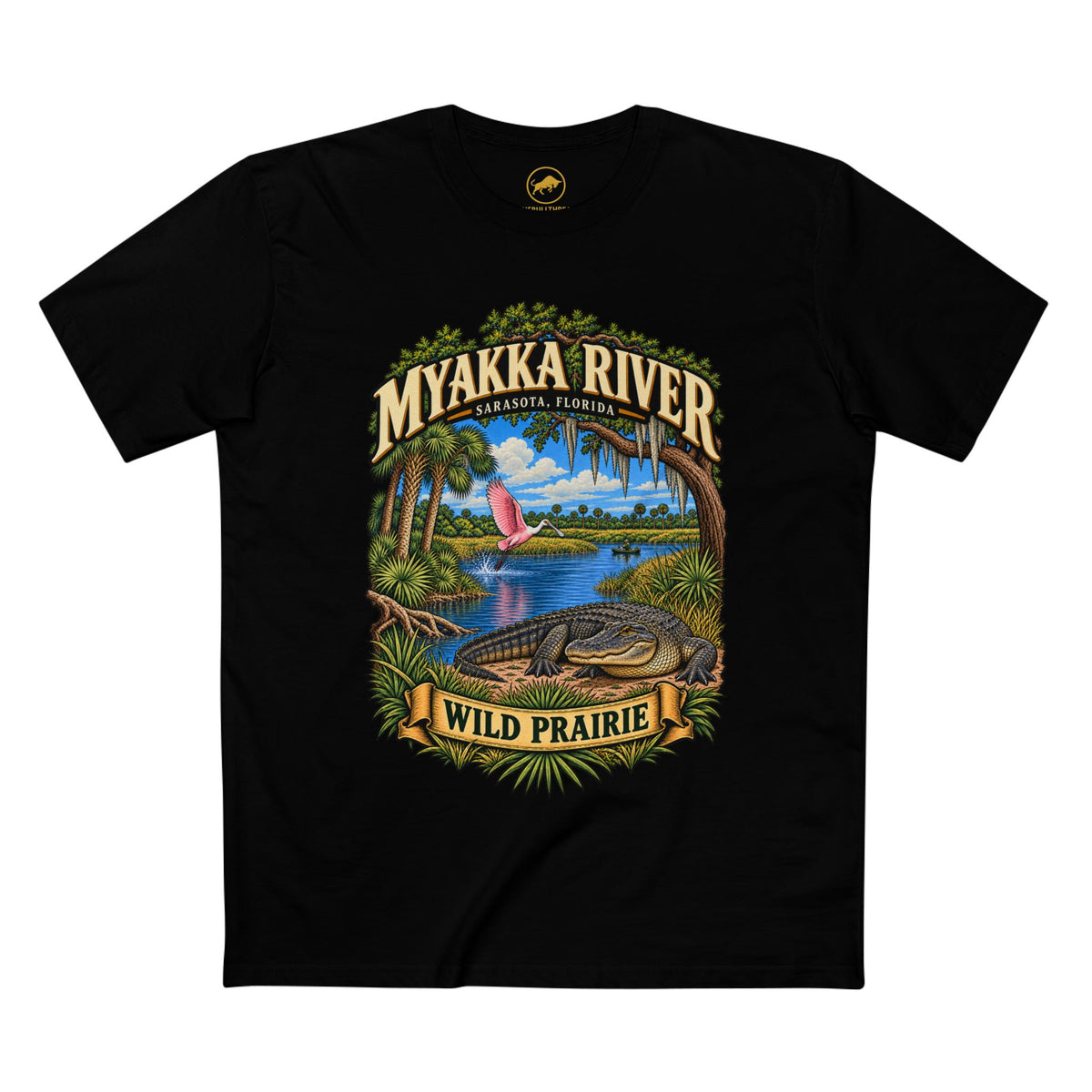 Myakka River State Park Shirt, Sarasota Florida Alligator and Roseate Spoonbill Wildlife Tee.