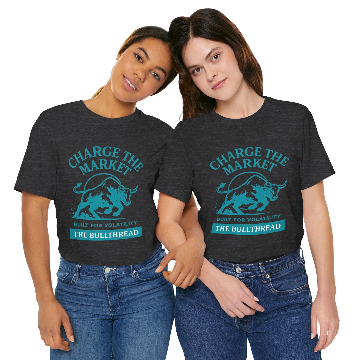 Premium Crypto Investor Shirt - Charge the Market Turquoise Bull Graphic by TheBullThread