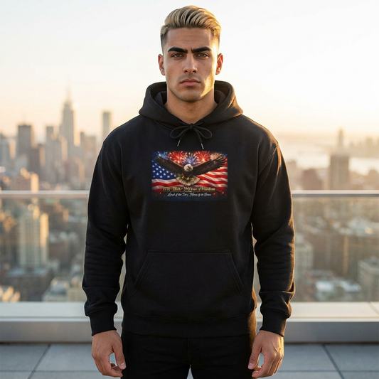 USA 250th Anniversary Hoodie - Patriotic Eagle & Flag Design, Premium Black Hoodie, Independence Day Gift