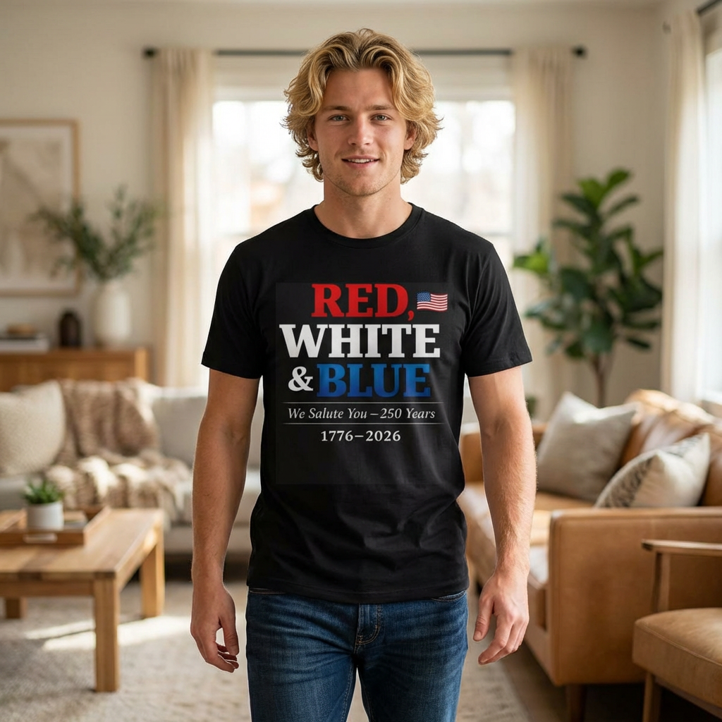 Red White & Blue 250 Years Shirt - Premium AS Colour 5001 Tee - USA Anniversary 1776-2026 - Patriotic 4th of July Shirt.