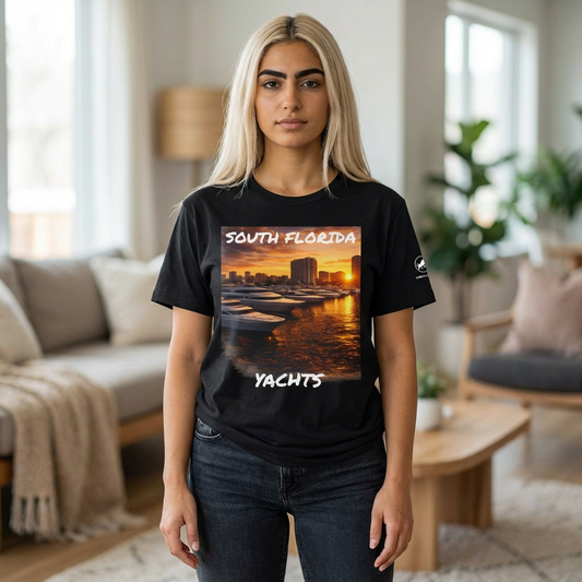 South Florida Yachts Shirt Sunset - Premium Coastal Florida Tee - Luxury Boat Lifestyle Shirt - Ocean Marina Graphic Tee - Beach Yacht Shirt.