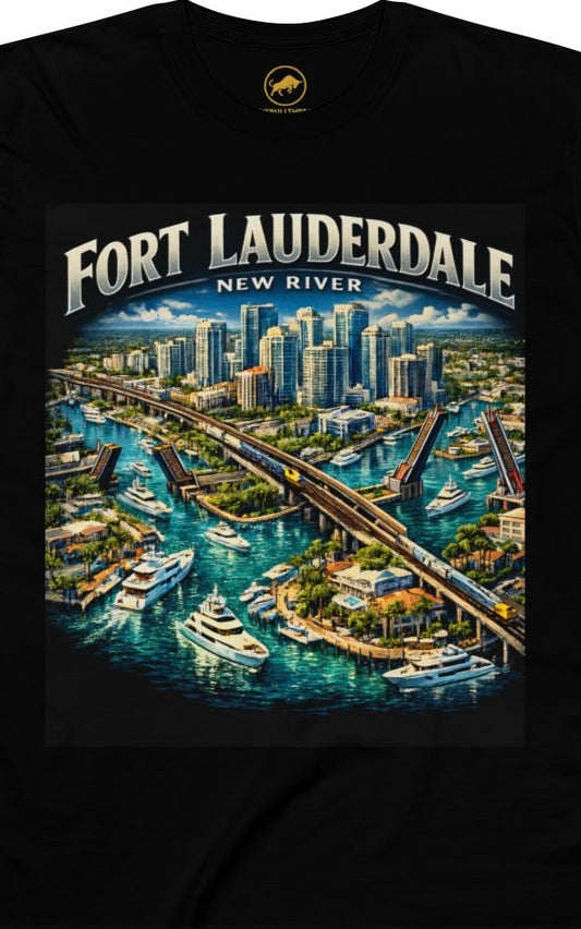 Fort Lauderdale New River Shirt, Premium Florida Skyline Tee, Las Olas Bridge Graphic T-Shirt, Coastal Yacht City Shirt.