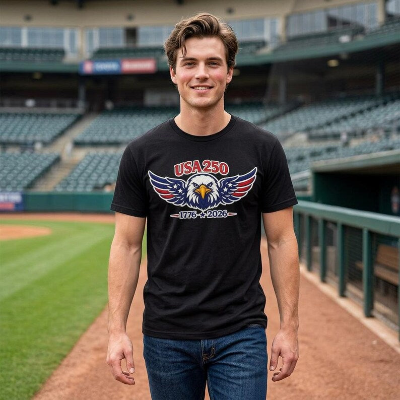USA 250 Shirt Premium American Eagle Patriotic T Shirt | 1776 2026 America 250 USA Tee Independence Day Shirt.