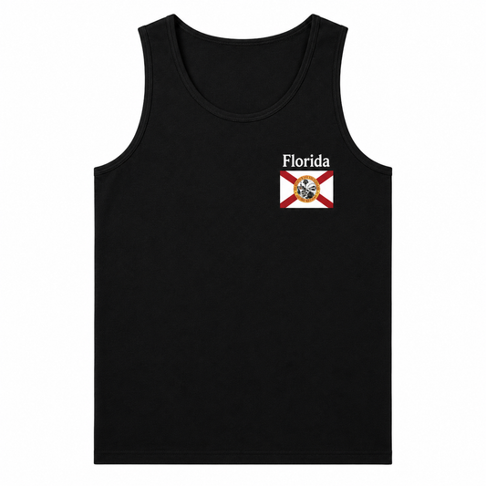 Premium Florida Flag Embroidered Tank Top | Florida Beach Tank | Coastal Florida Apparel | Sunshine State Vacation Shirt | Summer Tank