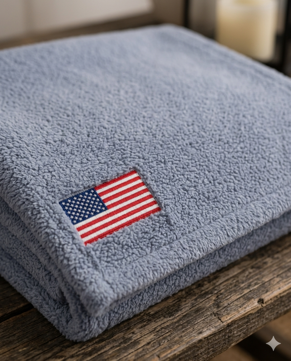 USA Flag Embroidered Blanket, American Flag Throw Blanket, Premium Plush Throw, Patriotic Home, Veteran Gift, Military Gift, Navy Blanket