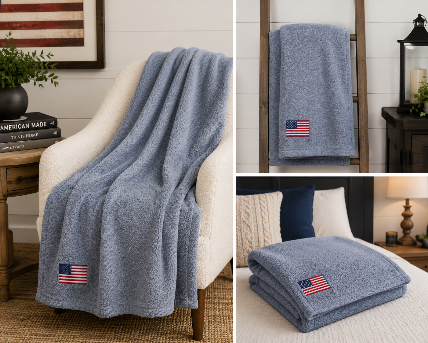 USA Flag Embroidered Blanket, American Flag Throw Blanket, Premium Plush Throw, Patriotic Home, Veteran Gift, Military Gift, Navy Blanket