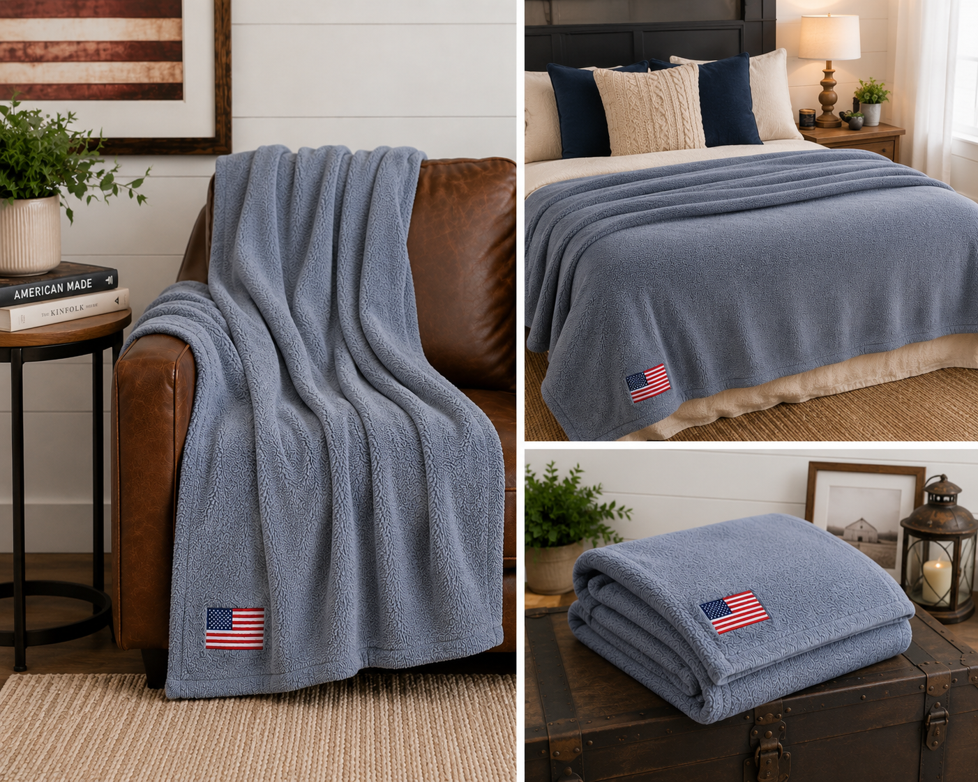 USA Flag Embroidered Blanket, American Flag Throw Blanket, Premium Plush Throw, Patriotic Home, Veteran Gift, Military Gift, Navy Blanket