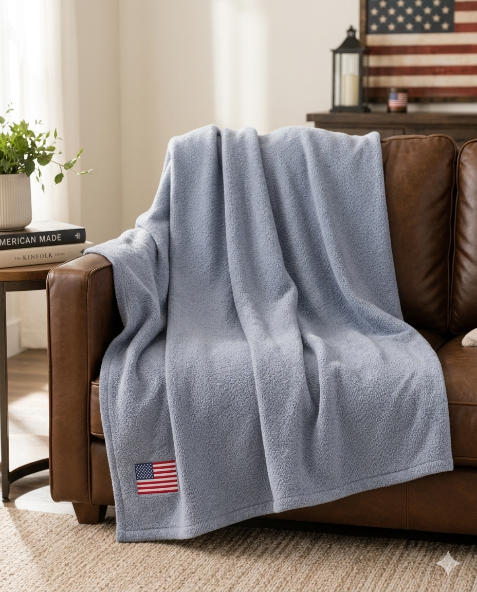 USA Flag Embroidered Blanket, American Flag Throw Blanket, Premium Plush Throw, Patriotic Home, Veteran Gift, Military Gift, Navy Blanket