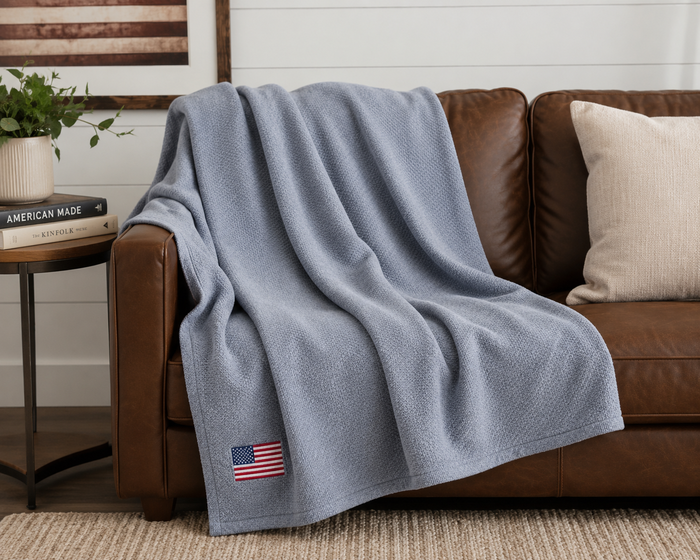 USA Flag Embroidered Blanket, American Flag Throw Blanket, Premium Plush Throw, Patriotic Home, Veteran Gift, Military Gift, Navy Blanket