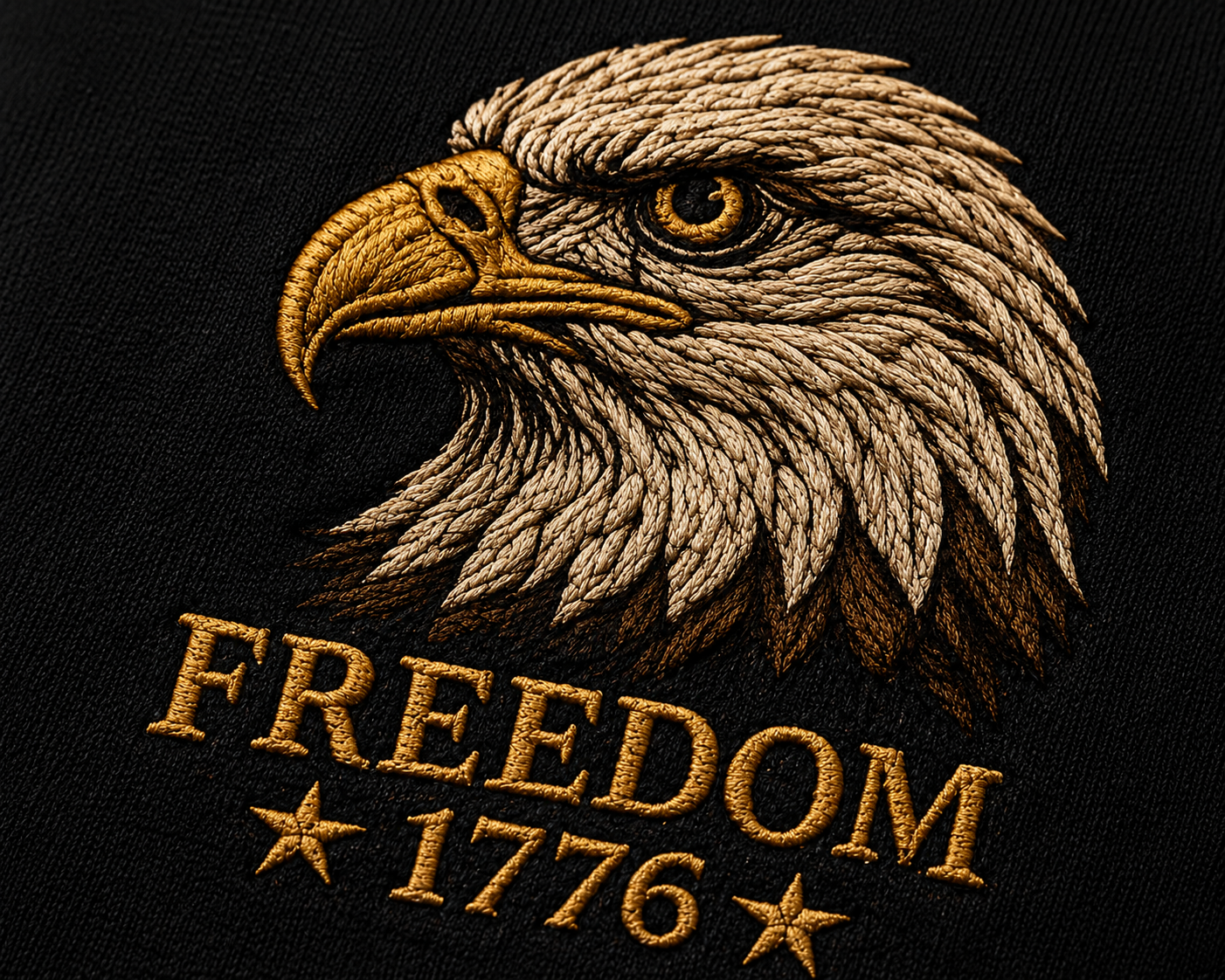 Freedom Eagle 1776 Embroidered Polo Shirt | USA Patriotic Performance Polo | Premium Mercer+Mettle Golf Polo Embroidery - Black Polo.