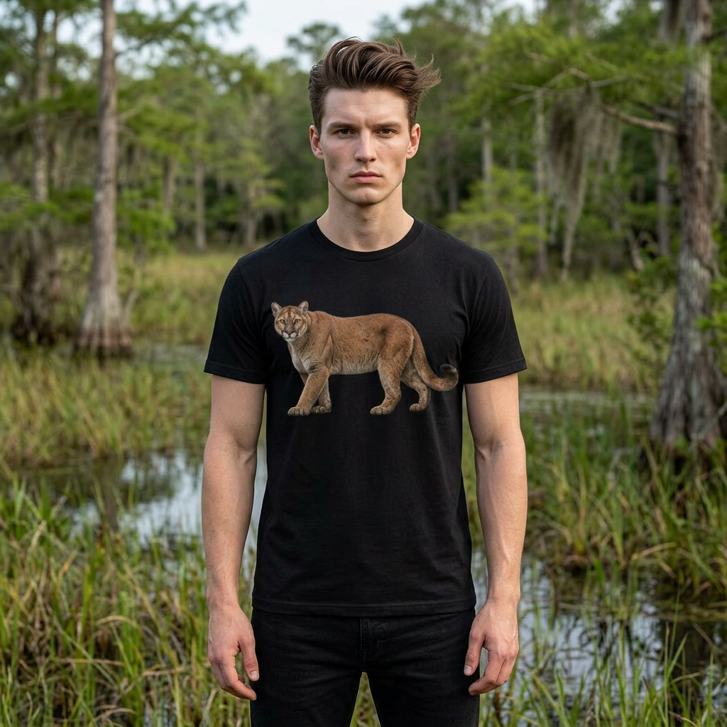Premium Florida Panther T-Shirt | Realistic Wildlife Graphic Tee | Florida Native Big Cat Shirt | Everglades Nature Lover Gift.