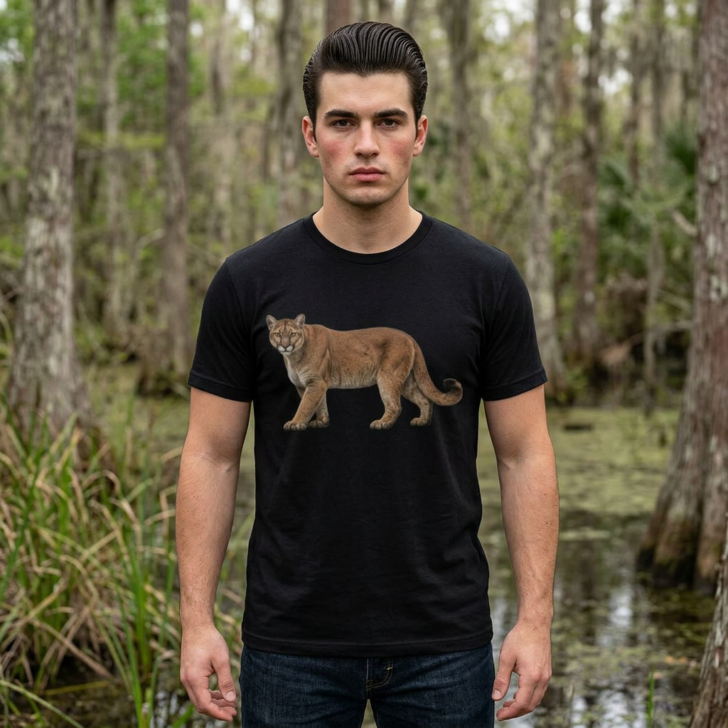 Premium Florida Panther T-Shirt | Realistic Wildlife Graphic Tee | Florida Native Big Cat Shirt | Everglades Nature Lover Gift.