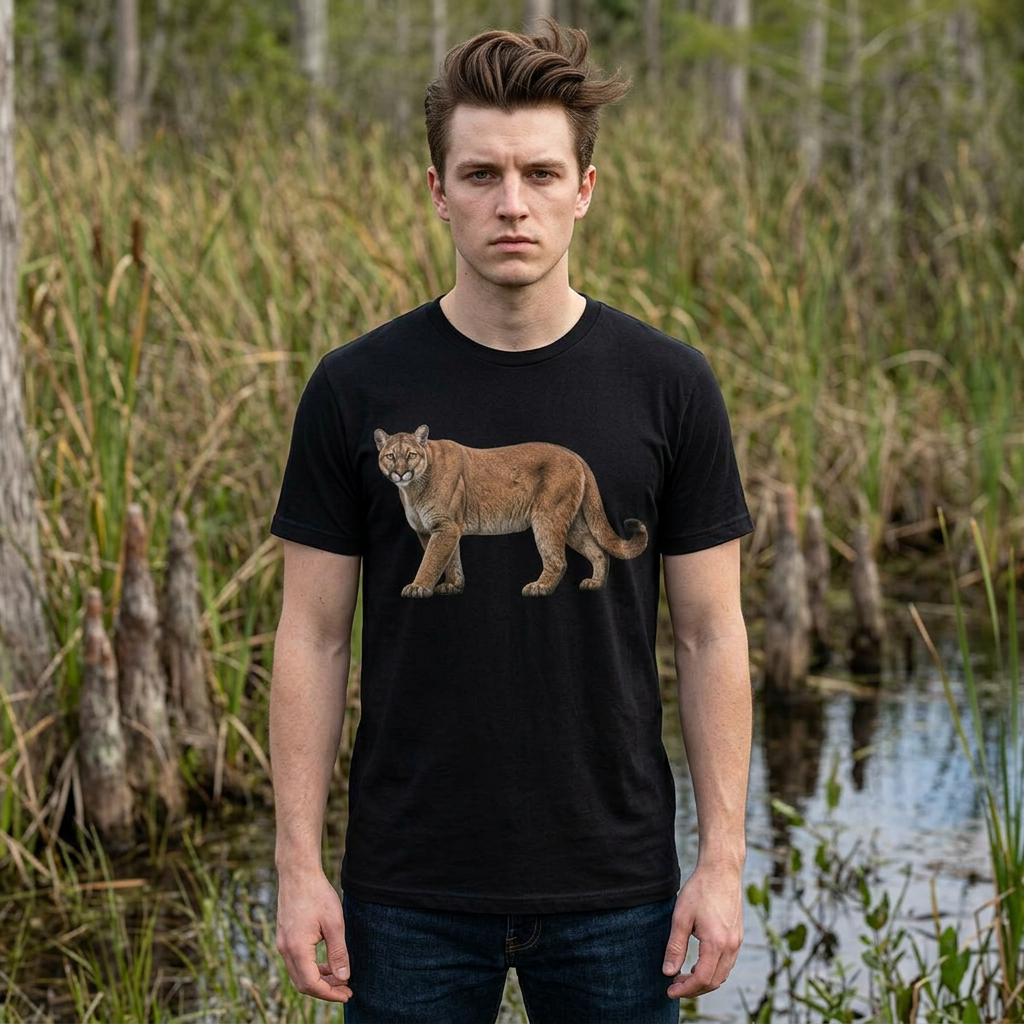 Premium Florida Panther T-Shirt | Realistic Wildlife Graphic Tee | Florida Native Big Cat Shirt | Everglades Nature Lover Gift.