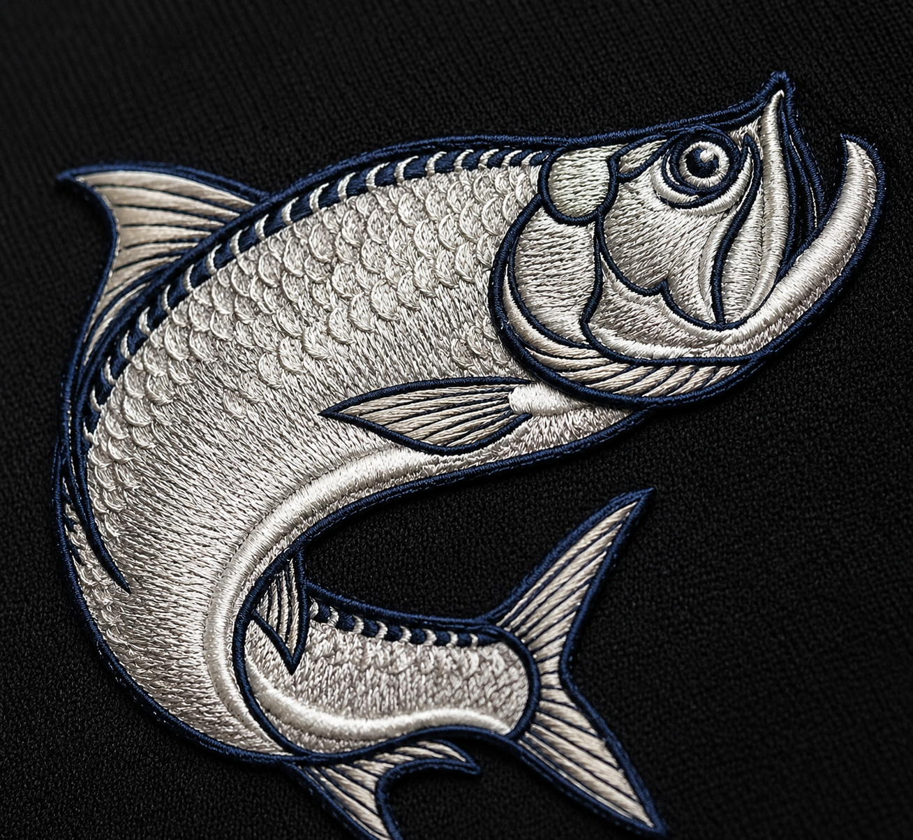 Atlantic Tarpon Premium Embroidered Polo Mercer+Mettle Luxury Coastal Golf Shirt.
