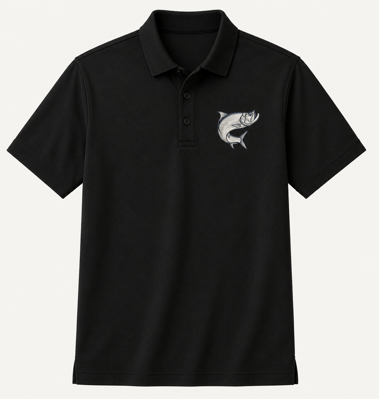 Atlantic Tarpon Premium Embroidered Polo Mercer+Mettle Luxury Coastal Golf Shirt.