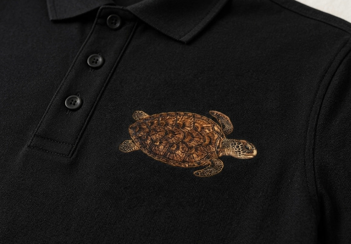 Premium Embroidered Loggerhead Sea Turtle Polo Shirt | Luxury Coastal Golf Polo Florida Ocean Lifestyle Shirt Mercer+Mettle Performance Polo.