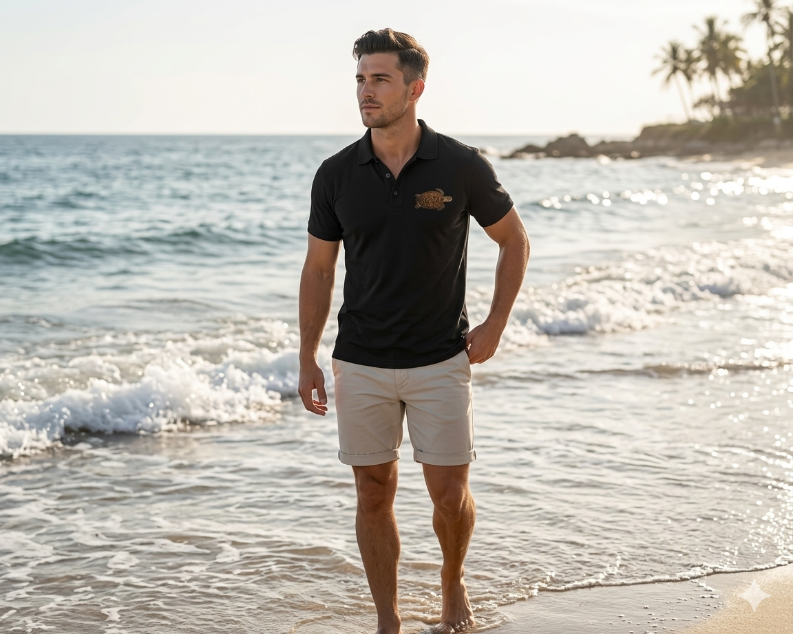 Premium Embroidered Loggerhead Sea Turtle Polo Shirt | Luxury Coastal Golf Polo Florida Ocean Lifestyle Shirt Mercer+Mettle Performance Polo.