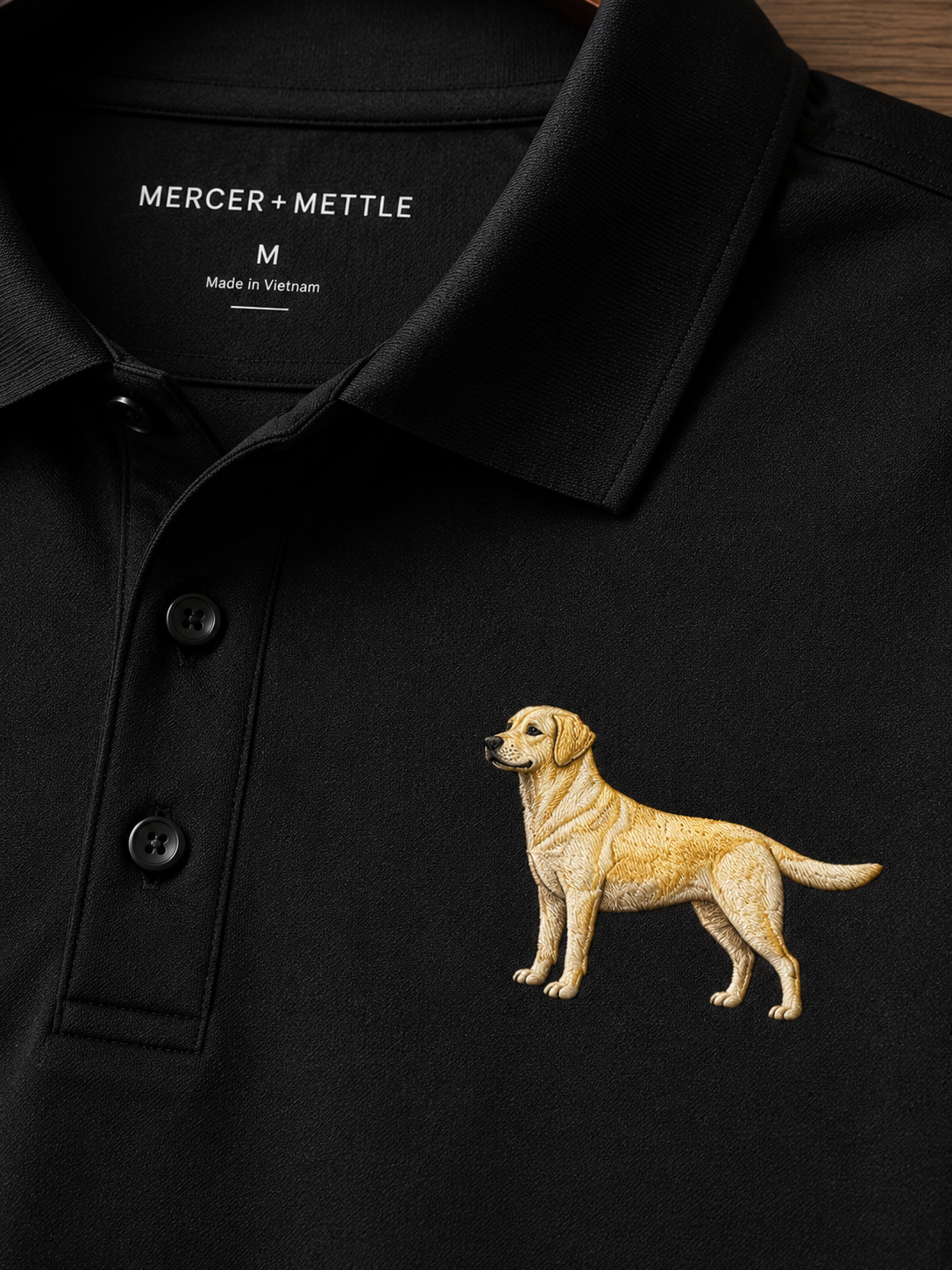 Labrador Dog Premium Polo | Premium Embroidered Mercer+Mettle Polo | Black Performance Golf Shirt | Labrador Retriever Gift | Dog Lover Polo.