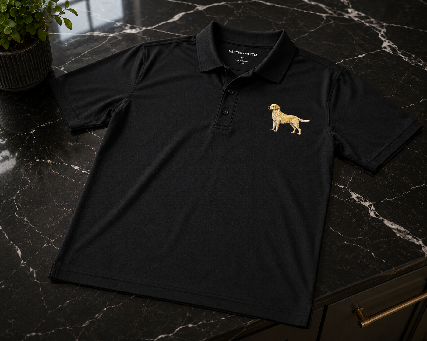 Labrador Dog Premium Polo | Premium Embroidered Mercer+Mettle Polo | Black Performance Golf Shirt | Labrador Retriever Gift | Dog Lover Polo.