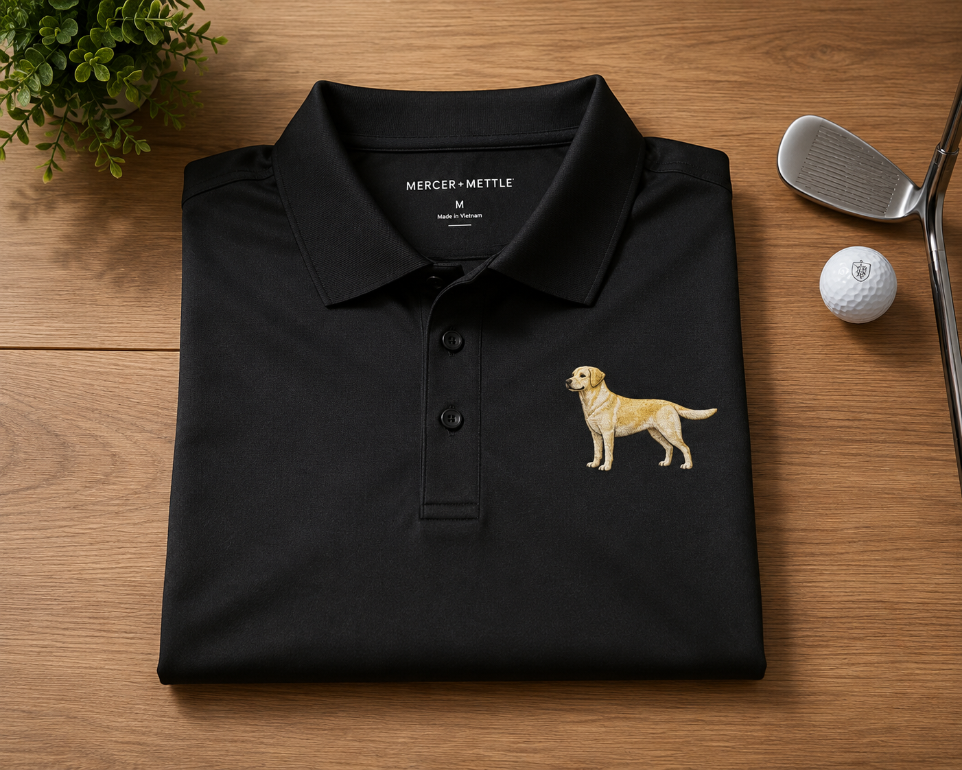 Labrador Dog Premium Polo | Premium Embroidered Mercer+Mettle Polo | Black Performance Golf Shirt | Labrador Retriever Gift | Dog Lover Polo.